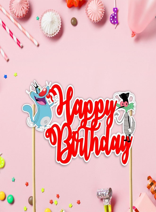 Seyal® Birthday Party Decoration - Ogy & The Cockroaches Happy Birthday Cake Topper - Image 3
